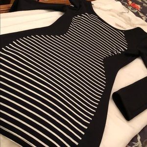 Black & white stripe long sleeve bodycon dress